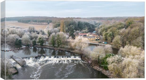 Sprotbrough The Boat Inn and Weir Canvas Print by Apollo Aerial Photography