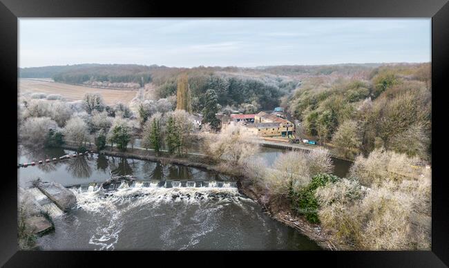 Sprotbrough The Boat Inn and Weir Framed Print by Apollo Aerial Photography