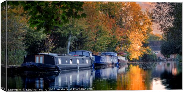 Kennet and Avon Canal in Autumn Canvas Print by Stephen Young