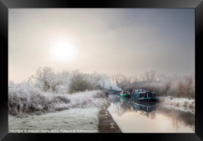 Winter Sunrise on the Kennet and Avon Canal Framed Print by Stephen Young