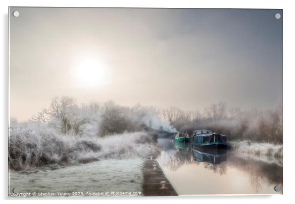 Winter Sunrise on the Kennet and Avon Canal Acrylic by Stephen Young