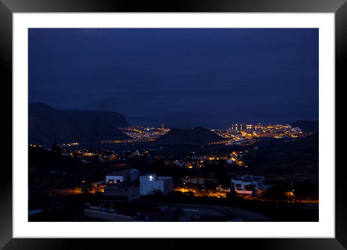 Night time view over Las Americas and Los Cristianos Tenerife Framed Mounted Print by Phil Crean