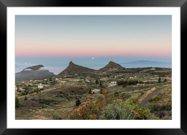 Full moon setting at dawn Tenerife Framed Mounted Print by Phil Crean