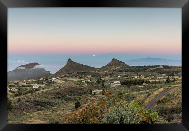 Full moon setting at dawn Tenerife Framed Print by Phil Crean