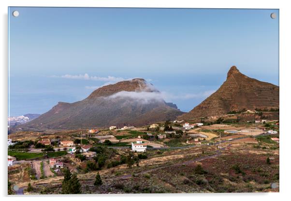 Roque del Conde and Imoque Tenerife Acrylic by Phil Crean