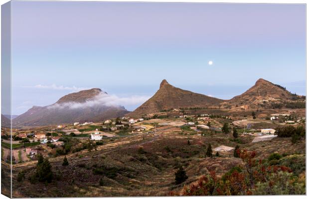 Full moon setting over Tres Roques Tenerife Canvas Print by Phil Crean