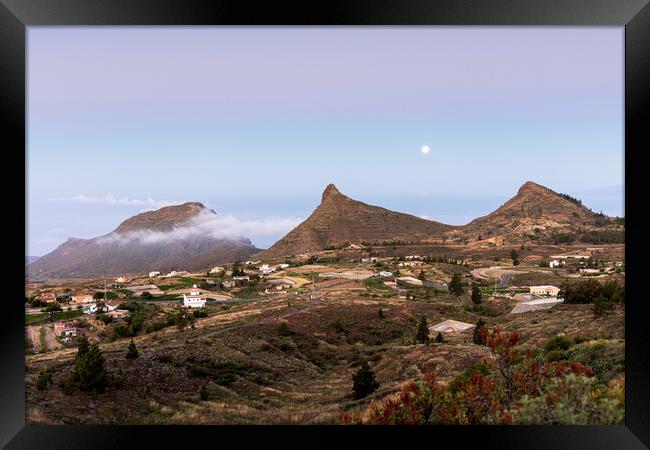 Full moon setting over Tres Roques Tenerife Framed Print by Phil Crean