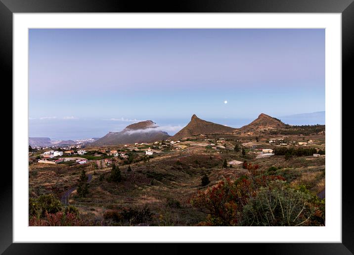 Full moon setting over Tres Roques Tenerife Framed Mounted Print by Phil Crean