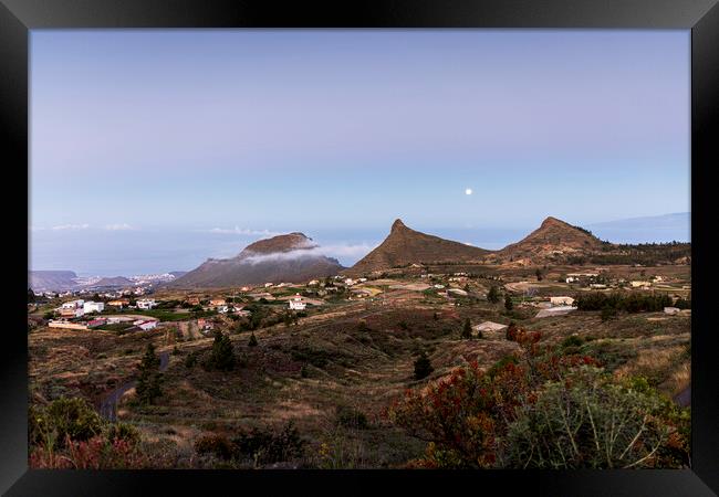 Full moon setting over Tres Roques Tenerife Framed Print by Phil Crean