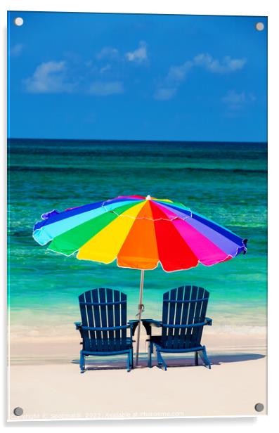 Holiday travel resort chairs with beach sun umbrella  Acrylic by Spotmatik 
