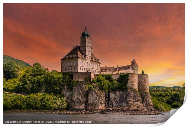 Palace Schonbuhel on the Danube river. Austria. Print by Sergey Fedoskin