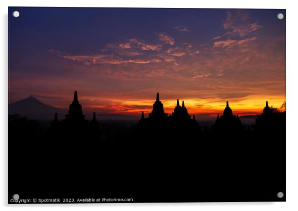 Silhouette Borobudur Landmark monument temple to Hinduism Java Acrylic by Spotmatik 