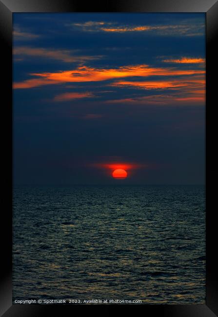 Sunset seascape view over Norwegian Fjord in summer  Framed Print by Spotmatik 