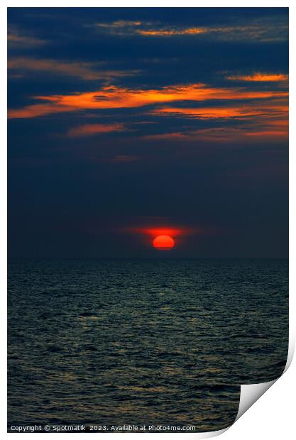 Sunset seascape view over Norwegian Fjord in summer  Print by Spotmatik 