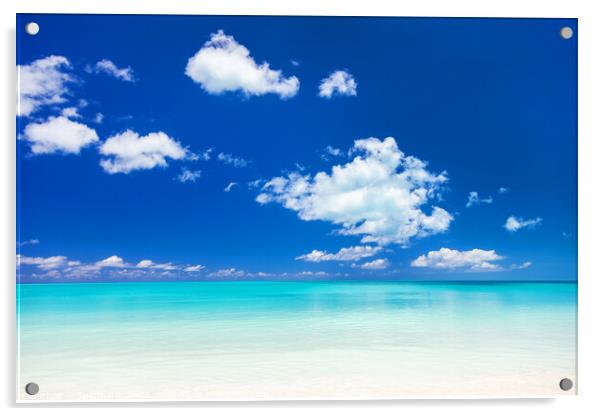 View of blue ocean and white sandy beach Acrylic by Spotmatik 