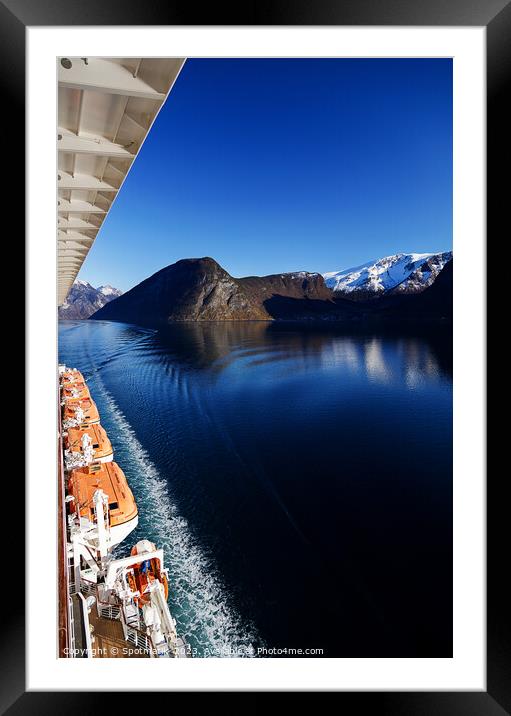 Cruise ship Norwegian Fjord in sunlight Scandinavia Europe Framed Mounted Print by Spotmatik 