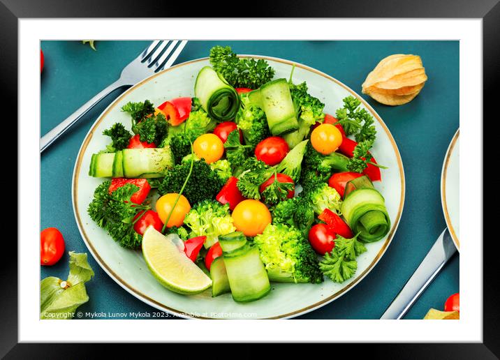 Appetizing salad with physalis, healthy food. Framed Mounted Print by Mykola Lunov Mykola