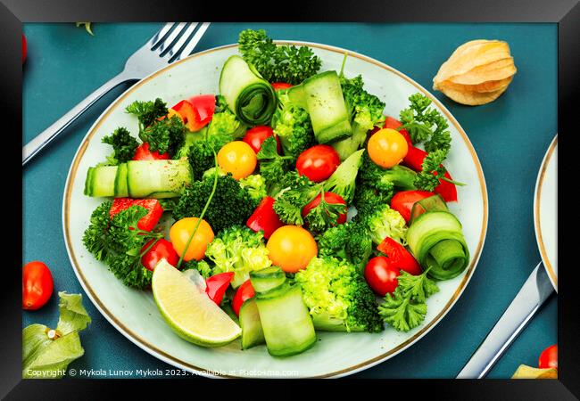 Appetizing salad with physalis, healthy food. Framed Print by Mykola Lunov Mykola