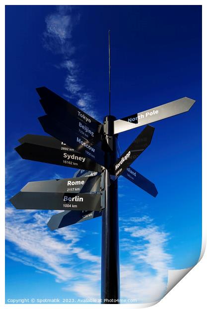 Mile signpost places of the world to explore  Print by Spotmatik 