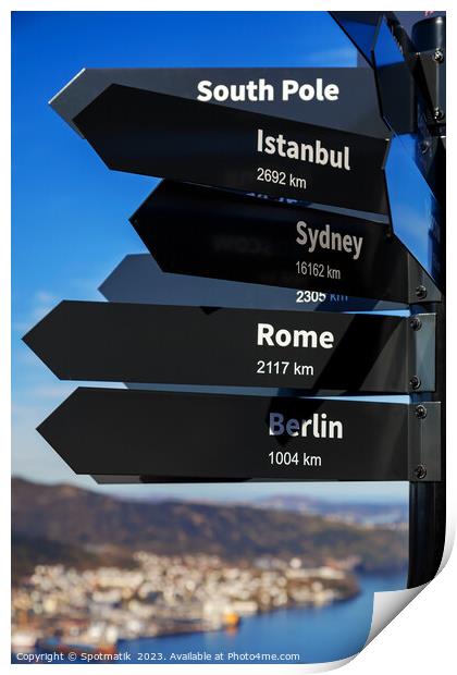 Mile signpost places of the world to explore  Print by Spotmatik 