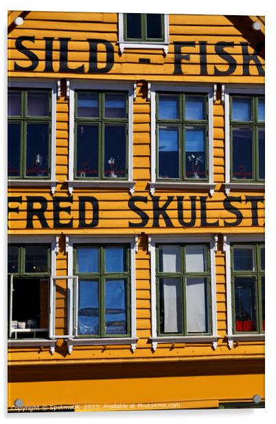 Norway Bergen Multi Colored wooden built Norwegian properties  Acrylic by Spotmatik 