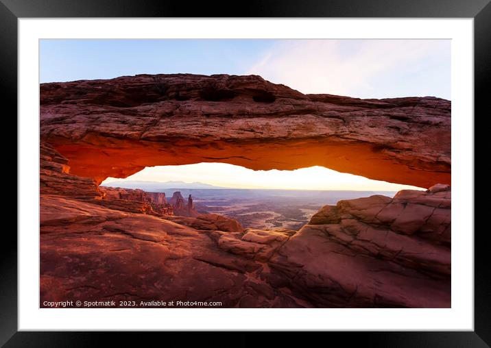 Desert sunrise view Mesa Arch Moab Utah America  Framed Mounted Print by Spotmatik 