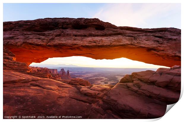 Desert sunrise view Mesa Arch Moab Utah America  Print by Spotmatik 