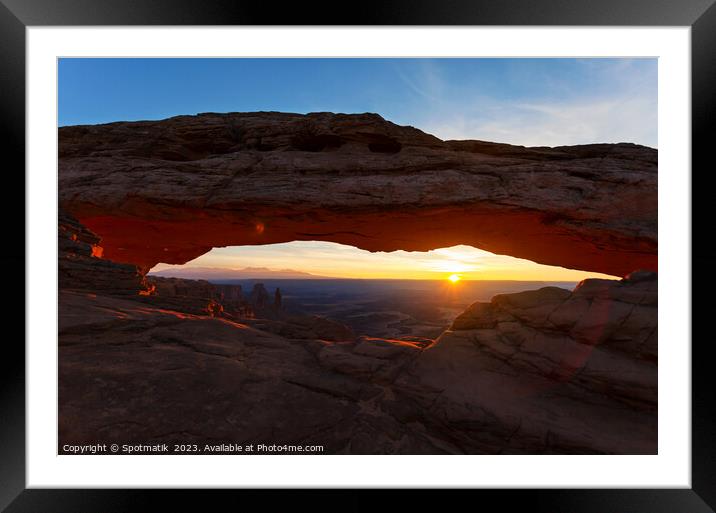 Moab Utah sun rising Mesa Arch Canyonlands America Framed Mounted Print by Spotmatik 