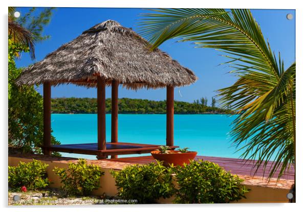 Beach with tropical house luxury vacation resort Bahamas Acrylic by Spotmatik 