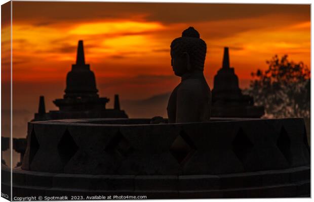 Borobudur Java sunrise Hinduism and Buddhism Statues Asia Canvas Print by Spotmatik 