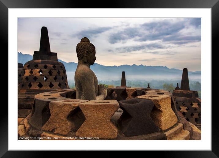 Borobudur Java Hinduism and Buddhism Statues Indonesia Asia Framed Mounted Print by Spotmatik 