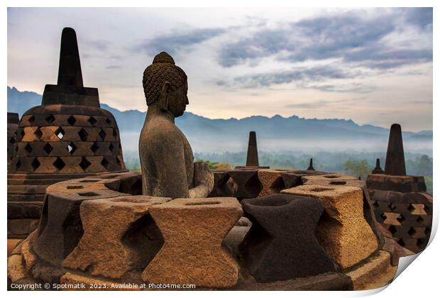 Borobudur Java Hinduism and Buddhism Statues Indonesia Asia Print by Spotmatik 