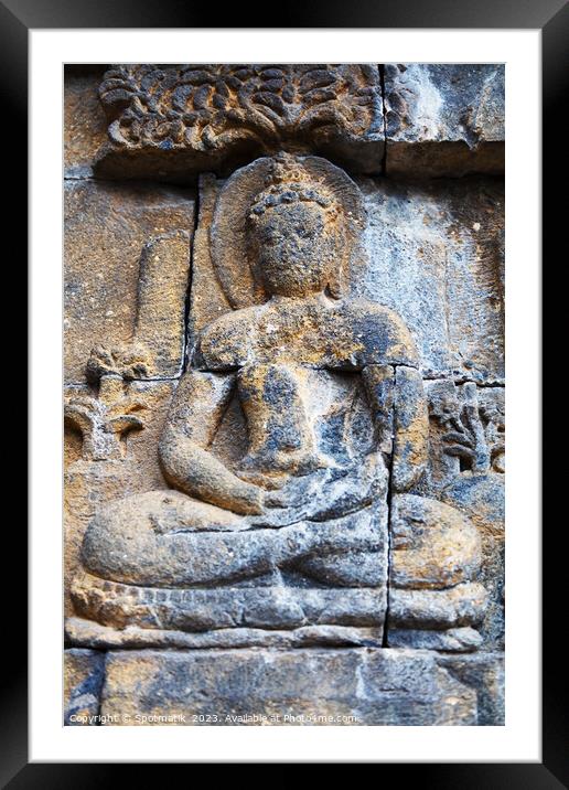 Borobudur Java view of religious carvings Indonesia Asia Framed Mounted Print by Spotmatik 