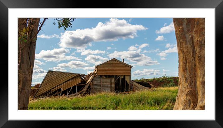 Framed Abandoned Brown House in the Countryside, Melbourne, Australia.  Framed Mounted Print by Maggie Bajada