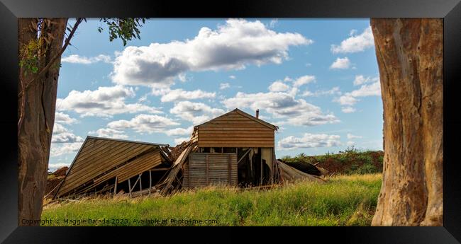 Framed Abandoned Brown House in the Countryside, Melbourne, Australia.  Framed Print by Maggie Bajada