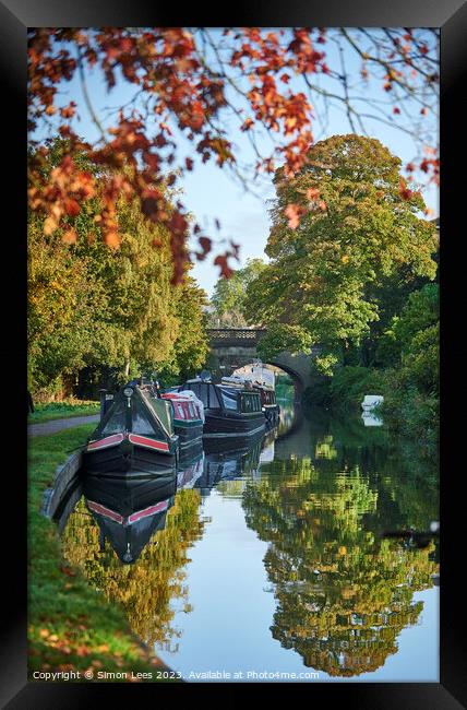 Bath Canal in Autumn Framed Print by Simon Lees