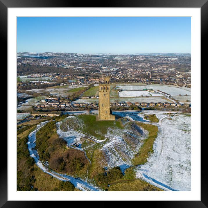 Castle Hill In The Snow Framed Mounted Print by Apollo Aerial Photography