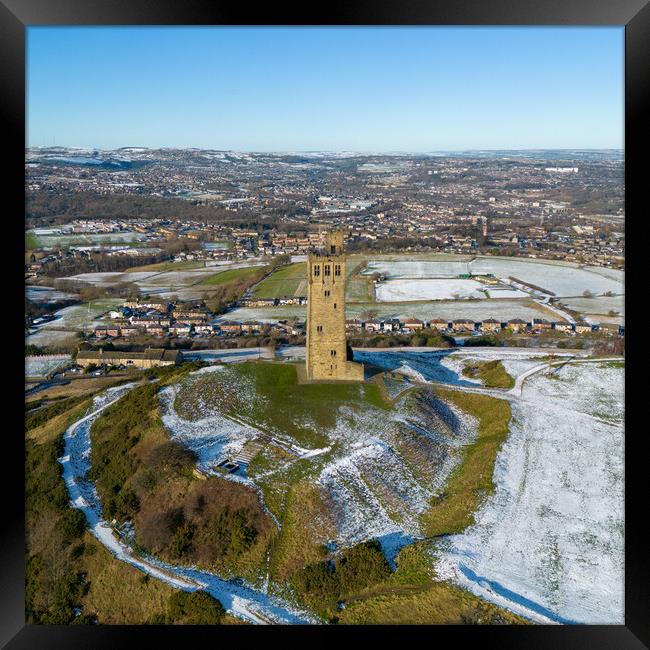 Castle Hill In The Snow Framed Print by Apollo Aerial Photography