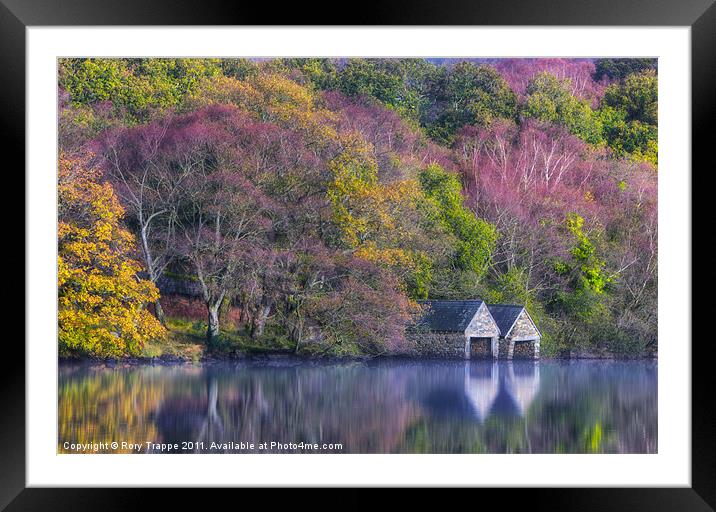 Boat houses on Llyn Dinas Framed Mounted Print by Rory Trappe