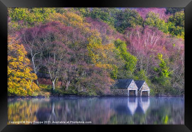 Boat houses on Llyn Dinas Framed Print by Rory Trappe