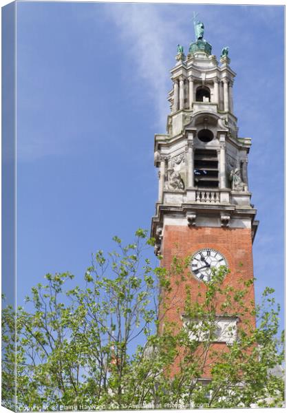 Victorian clock tower of the Town Hall, Colchester Canvas Print by Elaine Hayward