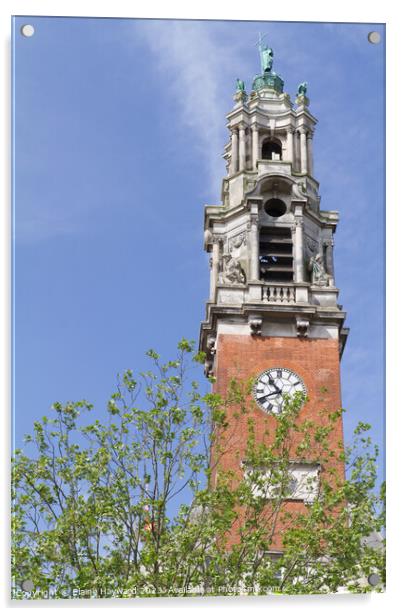 Victorian clock tower of the Town Hall, Colchester Acrylic by Elaine Hayward