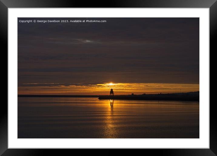 Majestic Sunrise at Herd Groyne Lighthouse Framed Mounted Print by George Davidson