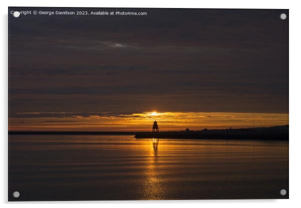 Majestic Sunrise at Herd Groyne Lighthouse Acrylic by George Davidson