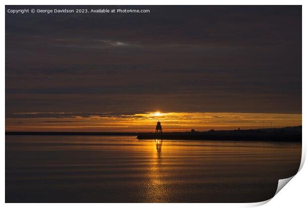 Majestic Sunrise at Herd Groyne Lighthouse Print by George Davidson