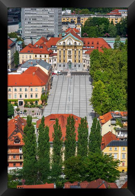Congress Square In City Of Ljubljana Framed Print by Artur Bogacki