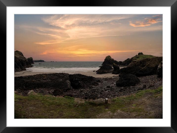 Kynance Cove  Cornwall,cornish beach Framed Mounted Print by kathy white
