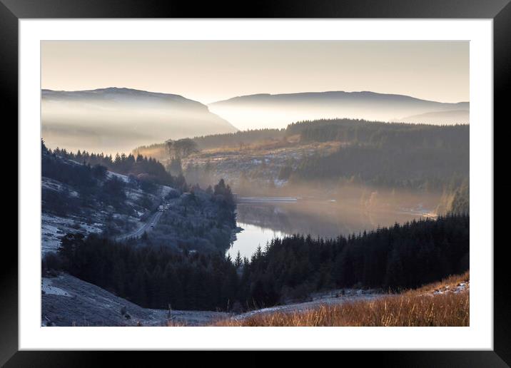 Cantref reservoir on the A470 Framed Mounted Print by Leighton Collins