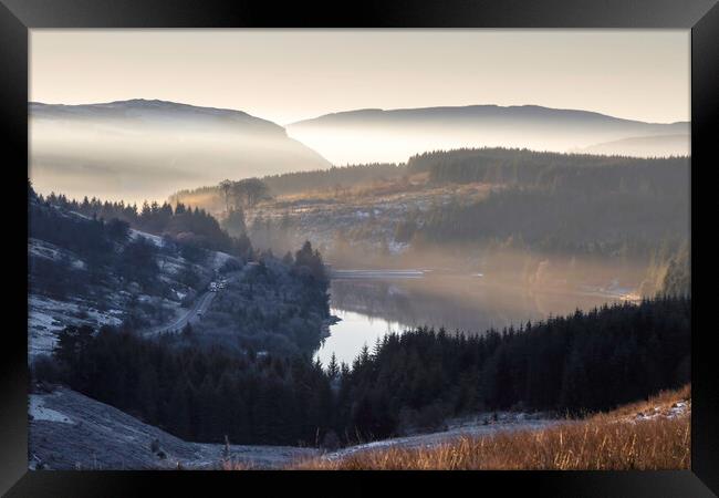 Cantref reservoir on the A470 Framed Print by Leighton Collins