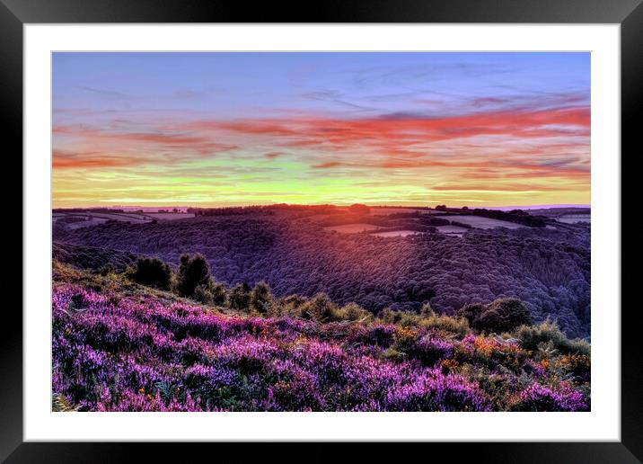 Haddon Hill Sunset Exmoor Somerset Framed Mounted Print by austin APPLEBY